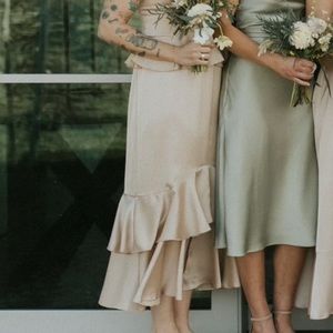 Show Me Your Mumu - Reese Ruffle Dress - Champagne Luxe Satin